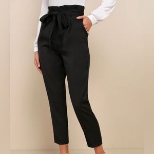 Lulus With Confidence Black Paper Bag Waist Pants